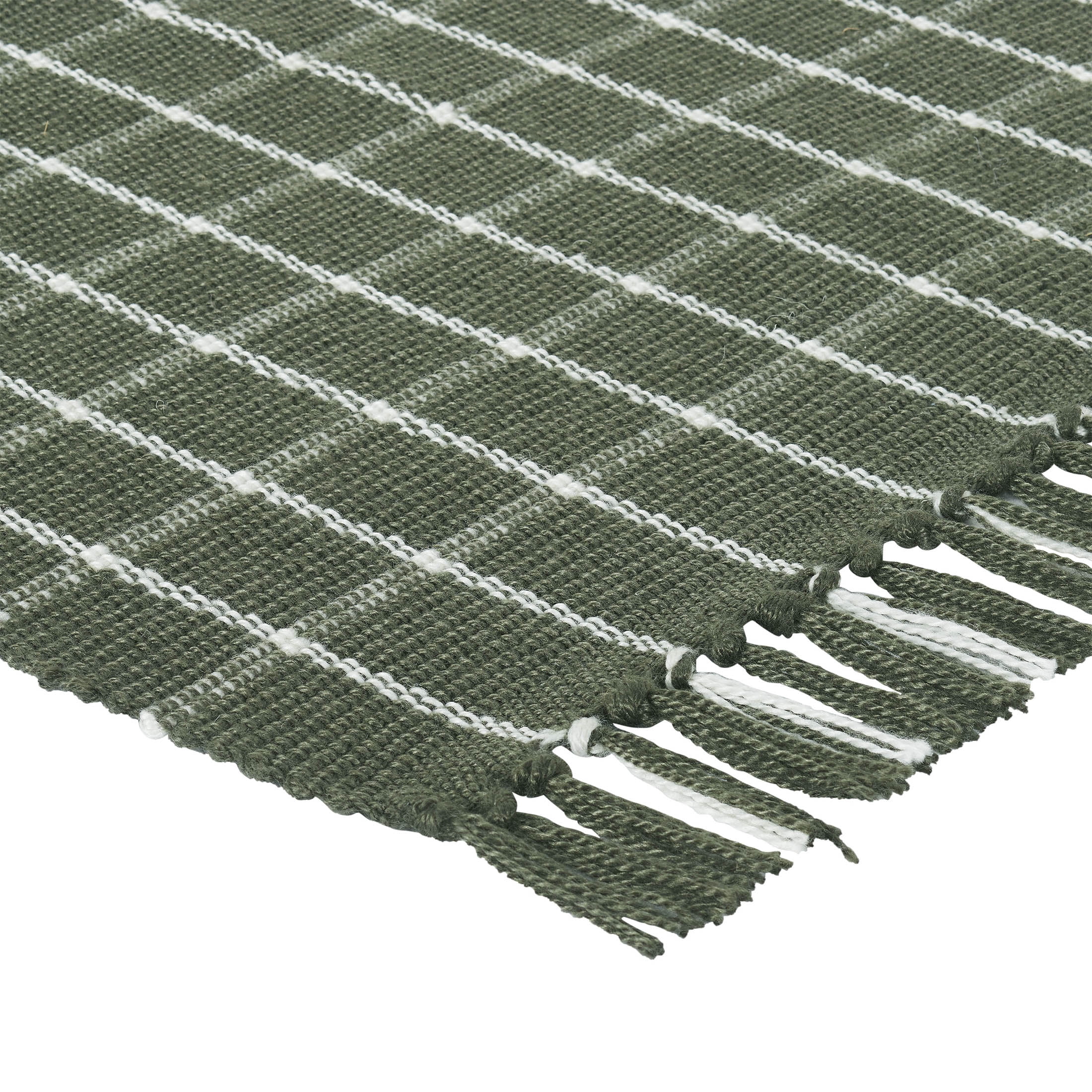 My Texas House Dark Green Plaid Indoor/Outdoor Layering Rug, 38" x 58"