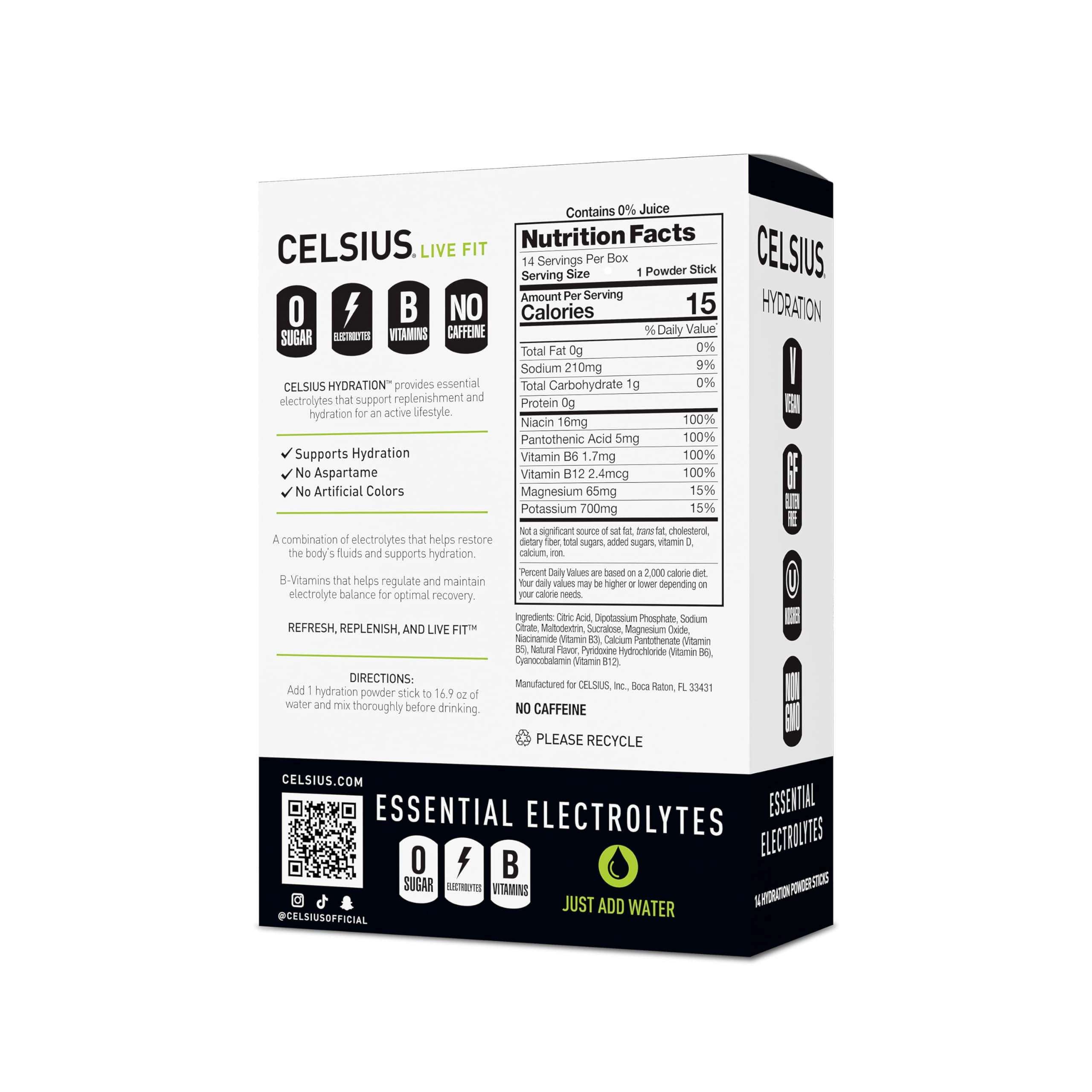 CELSIUS Hydration Lemon Lime, Sugar Free Electrolyte Hydration Drink Mix