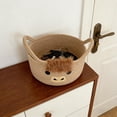 thumbnail image 5 of Cute Cow Shaped Cotton Rope Basket, Round Woven Nursery Storage Bin, Ears Handle Blanket Towel Organizer, Small Soft Shower Gift Basket for Home Decor and Nursery Styling, 8.6*6.6in, Khaki, 5 of 6