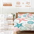 thumbnail image 6 of 3 Piece Red Teal Starfish Coastal Duvet Cover Set Twin Size,Microfiber Comforter/Quilt Cover with Corner Ties and 2 Pillowcases,Summer Beach Nautical Coral Sea All Season Bedding with Zipper Closure, 6 of 8