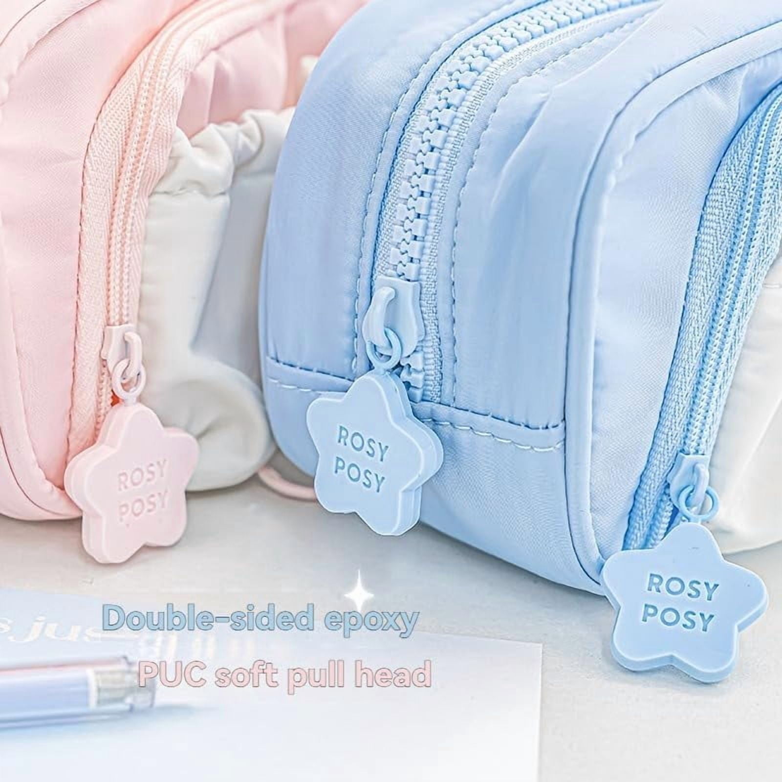Rosy Posy Pencil Case, Kawaii Pencil Case With Rosy Posy Pens, Counting Stars PencilCase Big Capacity, Cute Aesthetic Pouch Holder Drawstring Pen Case