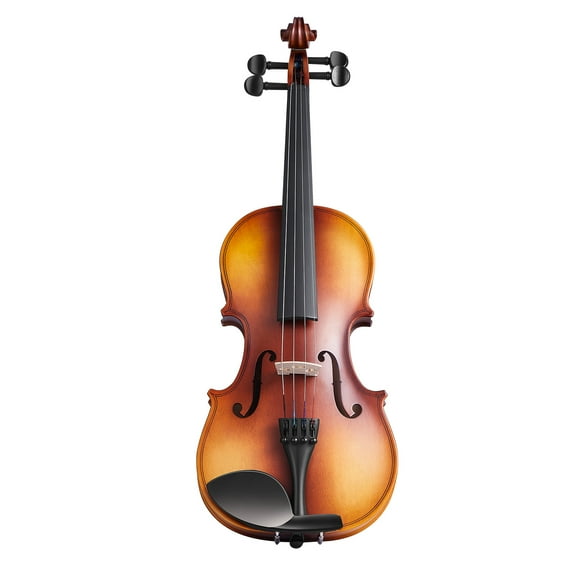 KFFKFF 4/4 Full-Size Violin for Adults, Complete Beginner Set with Case, Rosin, Bow, Shoulder Rest, Bridge, Tuner, and Spare Strings, Ideal Musical Instrument for Students (Brown)