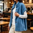 thumbnail image 6 of TARIENDY Warm Vests for Women Winter Fleece Jackets Sleeveless Stand Collar Button Down Outerwear Vest for Cold Weather Blue L, 6 of 9