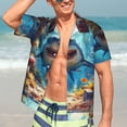 thumbnail image 5 of KLL Men's Hawaiian Shirt Short Sleeve Button Down Beach Shirts-Colorful Underwater Shark, 5 of 5