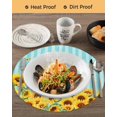 thumbnail image 3 of 13 Inch Round Placemats Set of 4, Sunflower Non Slip Heat Insulation PP Table Mats, Yellow Summer Botanical Blue Striped Farmhouse Washable Place Mats for Kitchen Dining Party Table Decor, 3 of 7
