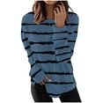 thumbnail image 3 of Meichang Striped Sweatshirt for Women Crewneck Pullover Long Sleeve Loose Fit Fall Sweatshirt Casual Womens Sweatshirts Side Split, 3 of 6