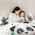 thumbnail image 5 of Castle Fairy Kawaii Panda 2pcs Bedding Comforter Set,Floral Rose Twin Comforter Sets,Flower Animal Breathable Bedding Set,Ultra Soft Cartoon Home Decor,Reversible, 5 of 8