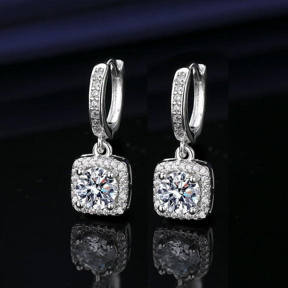 Vireellx Diamond Earrings for Women One Carat Imitation Moissanite Silver Earrings Zircon Jewelry for Her Birthday Christmas Gift