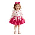 thumbnail image 5 of WhouRiu Baby Girls Casual Outfits Long Sleeve Ruffle Tees Bow Skirts And Headband Sets Cute Clothes, 5 of 7
