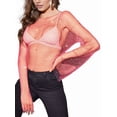 thumbnail image 3 of Women'S Rhinestone Body Chains Long Sleeve Tops Crystal See Through Mesh Fishnet Shirts Outfits Dark Rose Red XS, 3 of 7