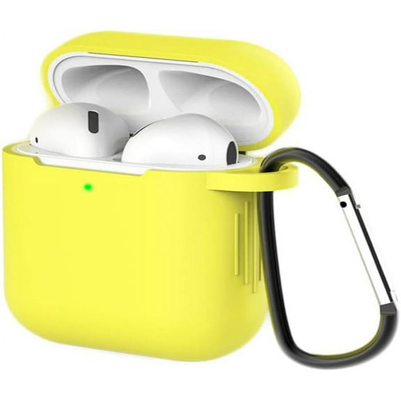 Silicone Case Cover for Airpods 3rd Gen with Carabiner,Protective Soft TPU Skin Case Waterproof Shockproof Cover [Front LED Visible] Compatible with Apple AirPods 3rd(Yellow)