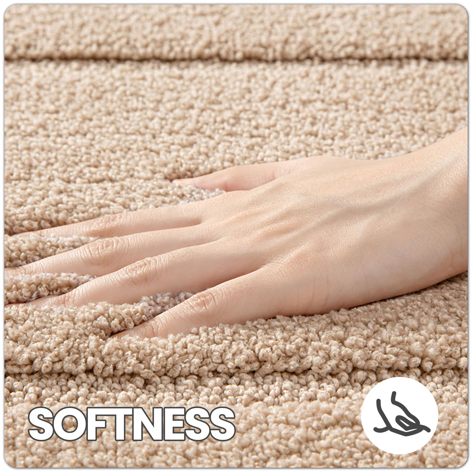 OEAKAY Traditional Shag Bath Mat, Beige Soft Microfiber Bathroom Rug for Bathroom Floor, 20"x32", Machine Washable, Super Absorbent and Non-Slip