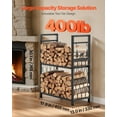 thumbnail image 3 of Indoor Firewood Rack with Tool Set - 1.3 ft 2-Tier  Heavy Duty Log Holder, 400 lbs Capacity, Includes Fireplace Poker, Tongs, Shovel & Brush for Fire Pit or Hearth Storage, 3 of 10