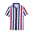 thumbnail image 5 of MODA NOVA Big & Tall Men's Summer Vertical Stripe Print Button Down Shirt White Blue Black LT, 5 of 6