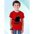 thumbnail image 2 of Black Cat Creepy Crazy Eyes Halloween Shirt Youth T-shirt, XL, Red, 2 of 6