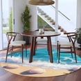thumbnail image 4 of Summer Beach Round Living Room Rugs 6 ft, Shell Starfish Spray Washable Area Rug with Non-Slip Sturdy Edge Binding Round Carpet for Kitchen Office Bedroom, 4 of 9