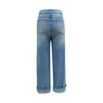 thumbnail image 6 of 26" Inseam Womens Cuffed Jeans High Waisted Boyfriend Straight Leg Denim Pants Light Blue M, 6 of 6