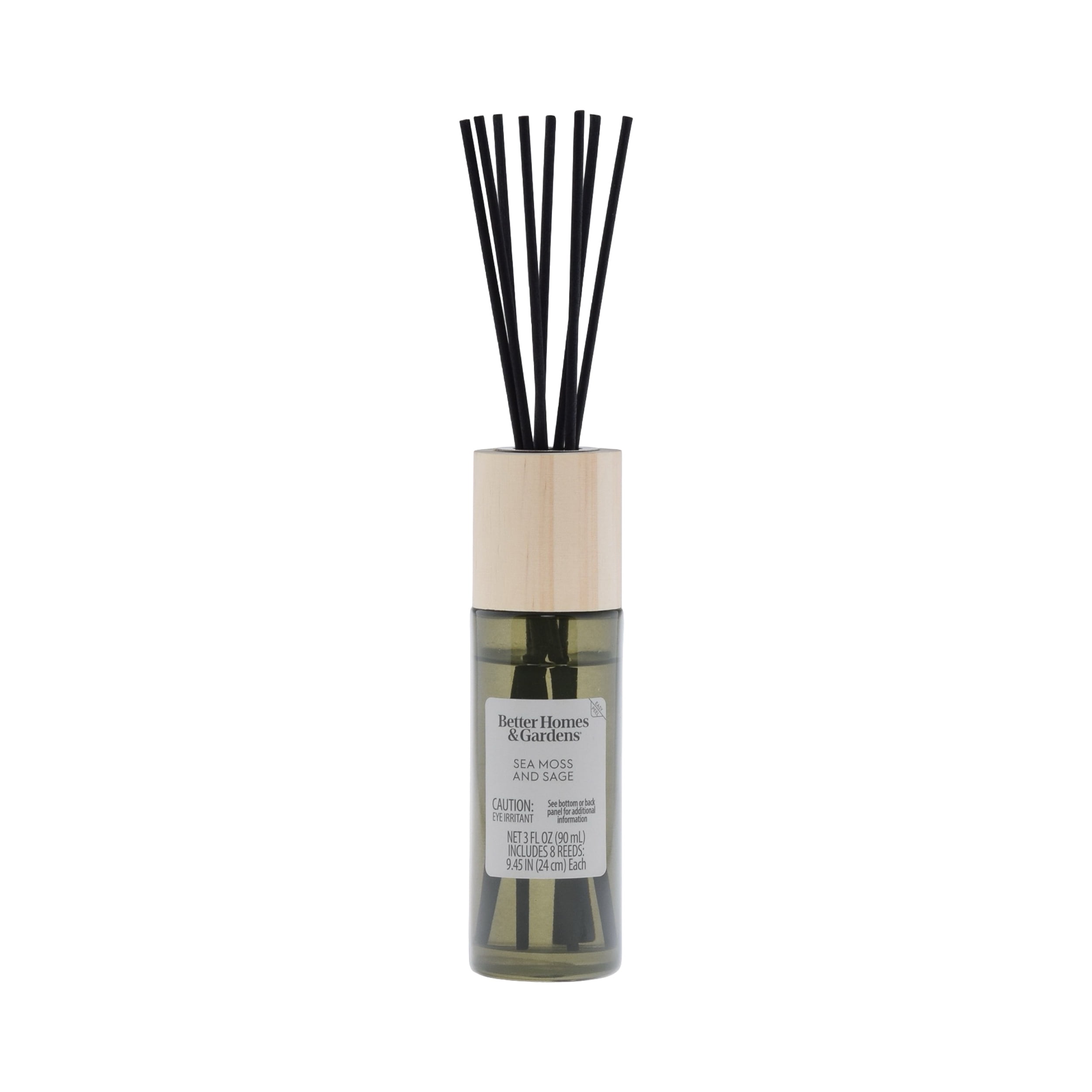 (3 pack) Better Homes and Gardens Sea Moss and Sage Scented Reed Diffuser 3 Fl Oz (90mL) With 8 Synthetic Reeds.