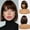 Dark Brown, variant on RightOn Ombre Brown Bob Wigs for Women Short Brown Wigs with Bangs Brown Wig with Dark Roots Straight Bob Wig Synthetic Wigs with Wig Cap