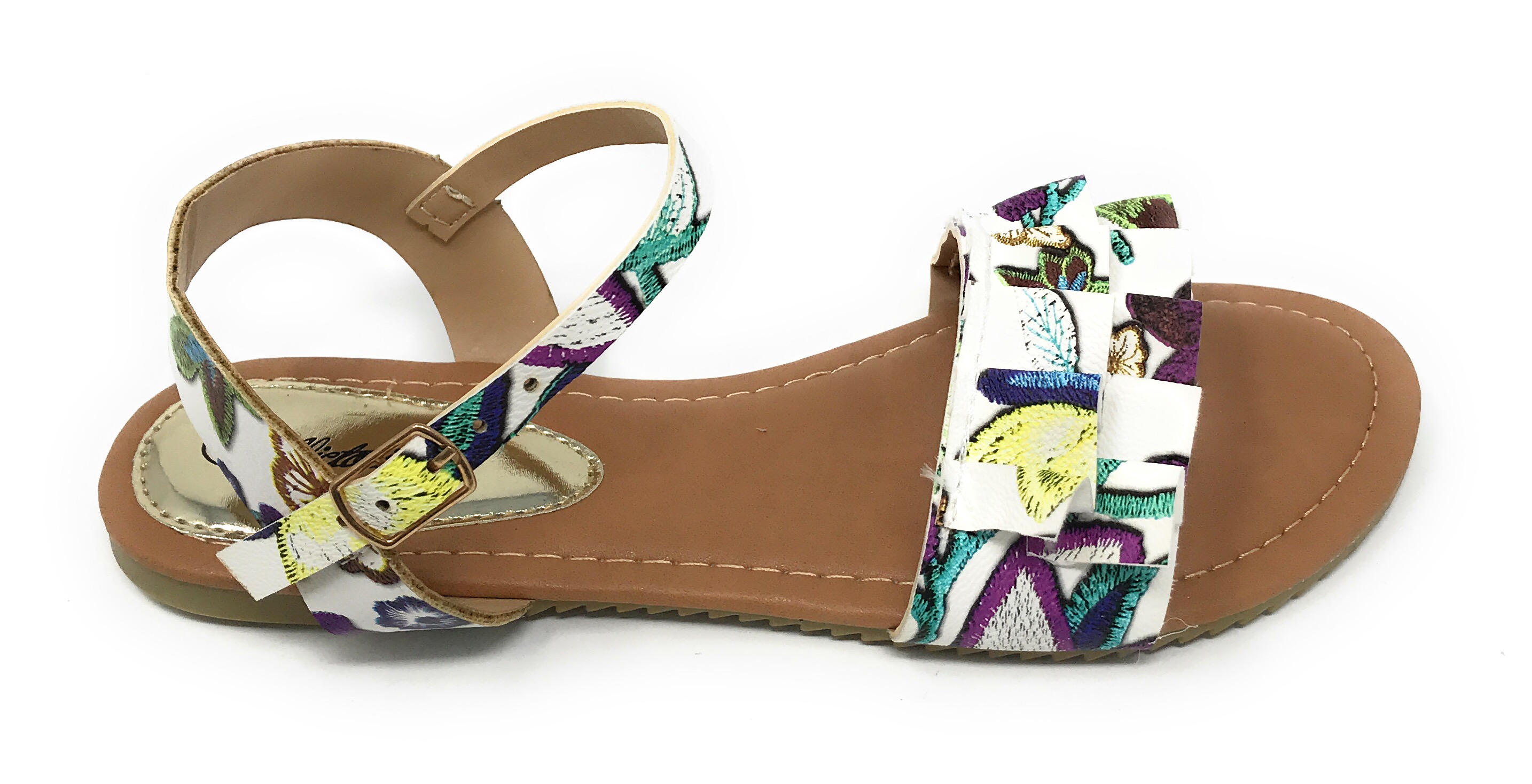 Victoria K Women's Printed Floral Ruffels Sandals