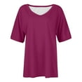 thumbnail image 4 of Mittory Women's V Neck Oversized T-Shirts Summer Short Sleeve Shirts Loose Casual Tops Tee, 4 of 5
