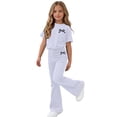 thumbnail image 6 of Zpanxa Girl Outfits Sets Girls Bow Graphic Tee and Flare Pants Set 2 Piece Casual Summer Outfit, 6 of 7