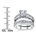 thumbnail image 4 of Bague de Fiançailles de Mariage pour Femmes 1 Carat en Zircon Cubique Radieux et Argent Sterling 925 Ensemble 7, 4 of 4