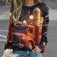 thumbnail image 2 of Fire Engine Car Truck Women's Floral Printed Sweatshirt Long Sleeve Crewneck Casual Loose Vintage Graphic Pullover Tops, 2 of 7