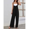 thumbnail image 3 of Pierna ancha jumpsuit alta cintura sin respaldo Correa casual suelta poliéster mujeres ropa negro M, 3 of 7