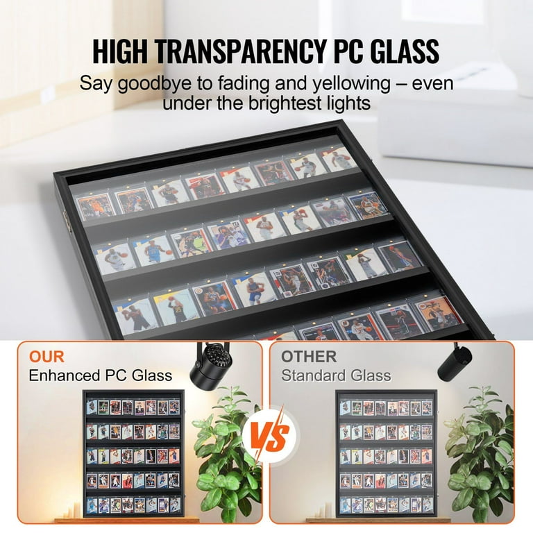 35-Slot Graded Sports Card Display Case, 24.3x30.5x2.1 Inches, Baseball Football Basketball Hockey Trading Card Wall Cabinet with 98% UV Protection Clear View PC Glass, Lockable - Walmart.com 35-Slot Graded Sports Card Display Case, 24.3x30.5x2.1 Inches, Baseball Football Basketball Hockey Trading Card Wall Cabinet with 98% UV Protection Clear View PC Glass, Lockable - Walmart.com