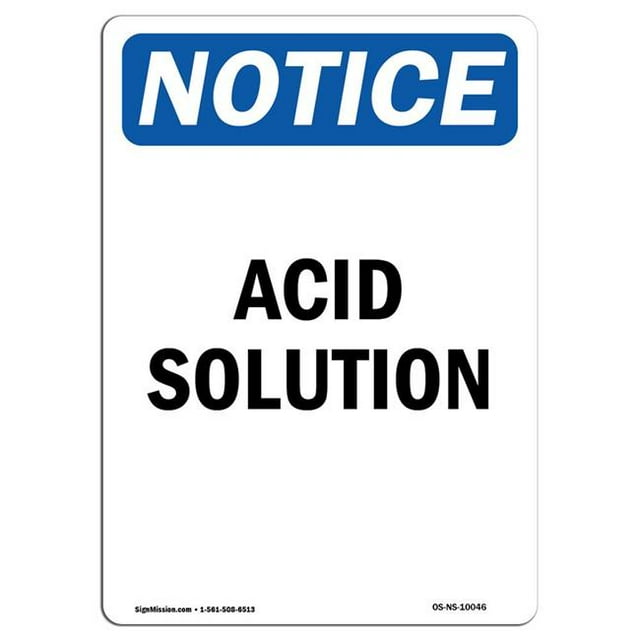 SignMission OS-NS-A-1218-V-10046 12 x 18 Po Panneau d'Avertissement OSHA - Solution Acide