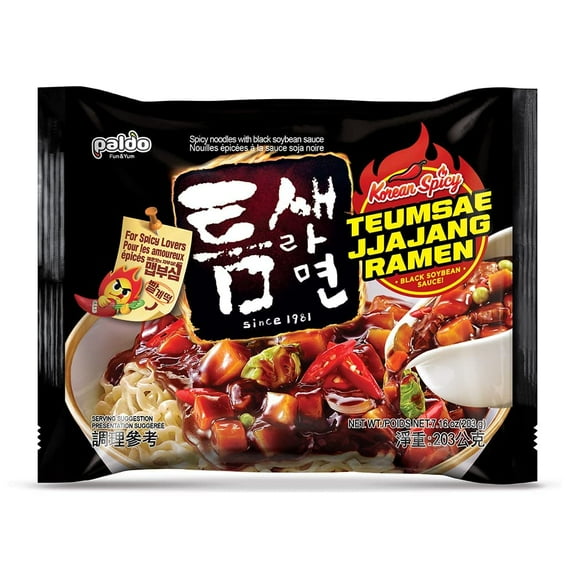 Paldo Fun & Yum Teumsae Jjajang Korean Spicy Black Bean Instant Ramen Noodles