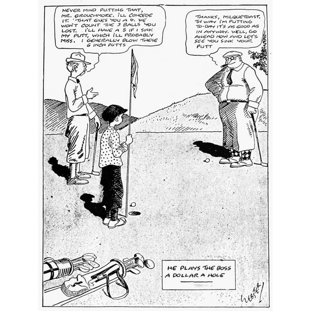 Milquetoast: Golf. /N'He Plays The Boss A Dollar A Hole.' American Cartoon, 1931, By Harold T. Webster Featuring His 'Timid Soul,' Caspar Milquetoast. Poster Print by Granger Collection