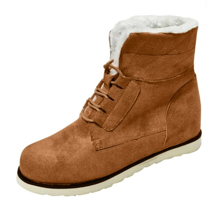 

Juebong Winter Boots for Women Cotton Fur Lined Warm Snow Shoes Ankle Booties Brown Size 10