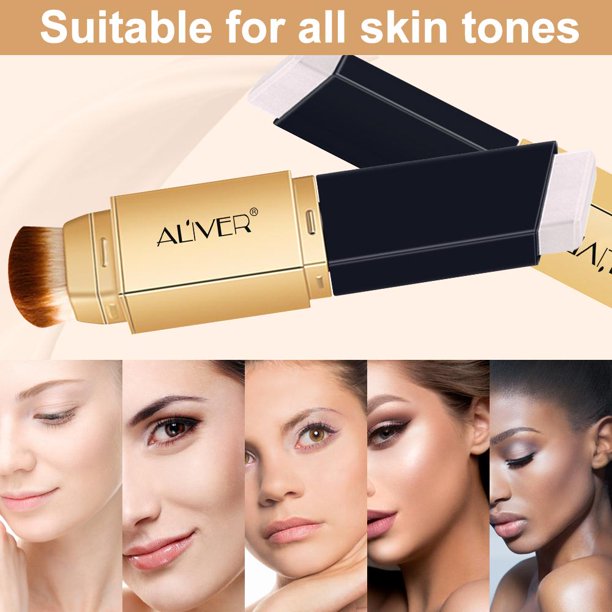 2-in-1 Double-headed Facial Foundation Stick Brightening Moisturizing Concealer Color Change Temperature Change Foundation Baton zhangyuxiang LED