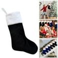 thumbnail image 2 of Jumbo Black Plush Christmas Stocking, 17-Inch Giant Oversized Xmas Hanging Mantel Decor with White Cuff, 2 of 9