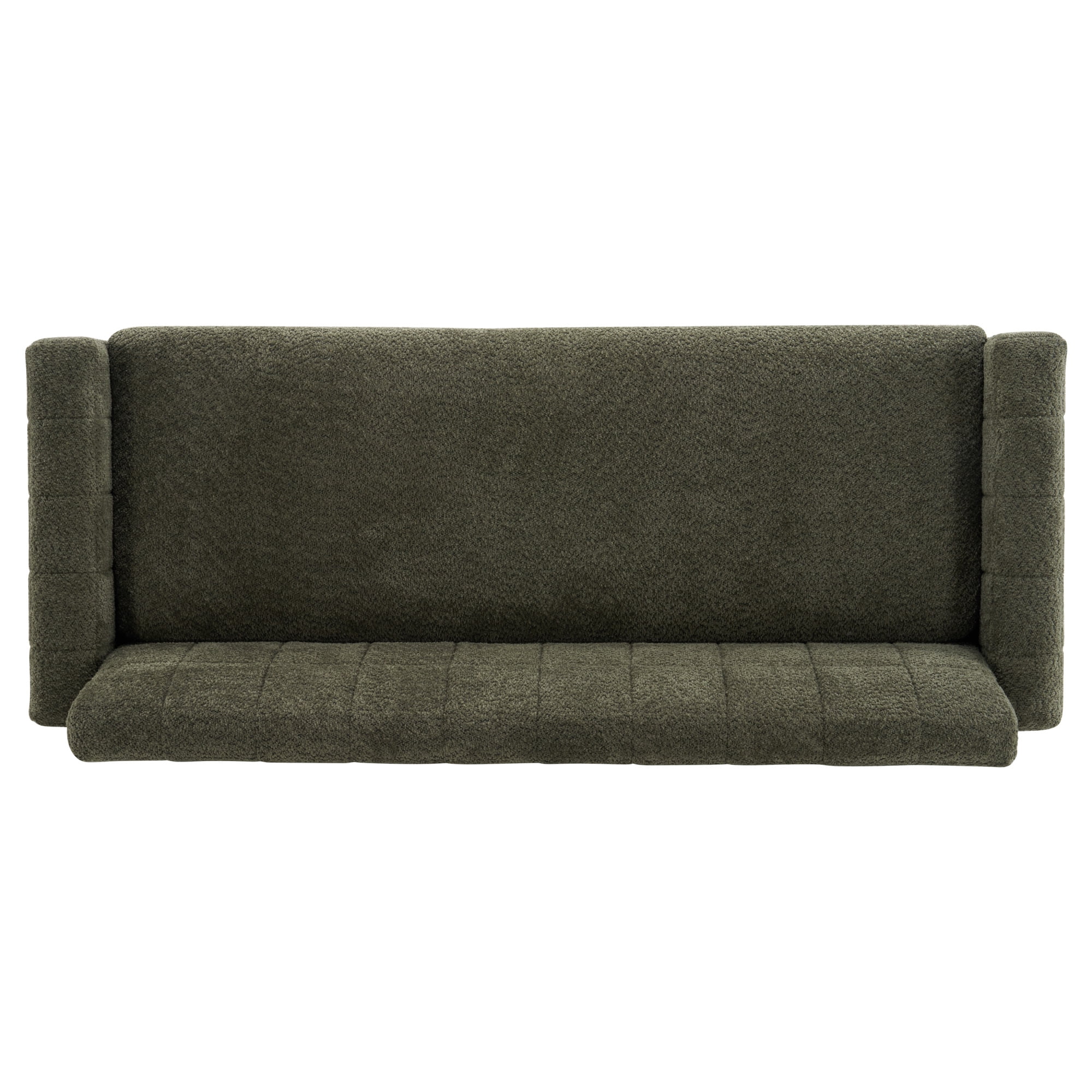 Leumius Loveseat Sofa, Boucle Fabric Biscuit Back Loveseat with Square Arms and Single Cushion Seat, Upholstered 2-Seater Couch for Living Room and Bedroom, Green