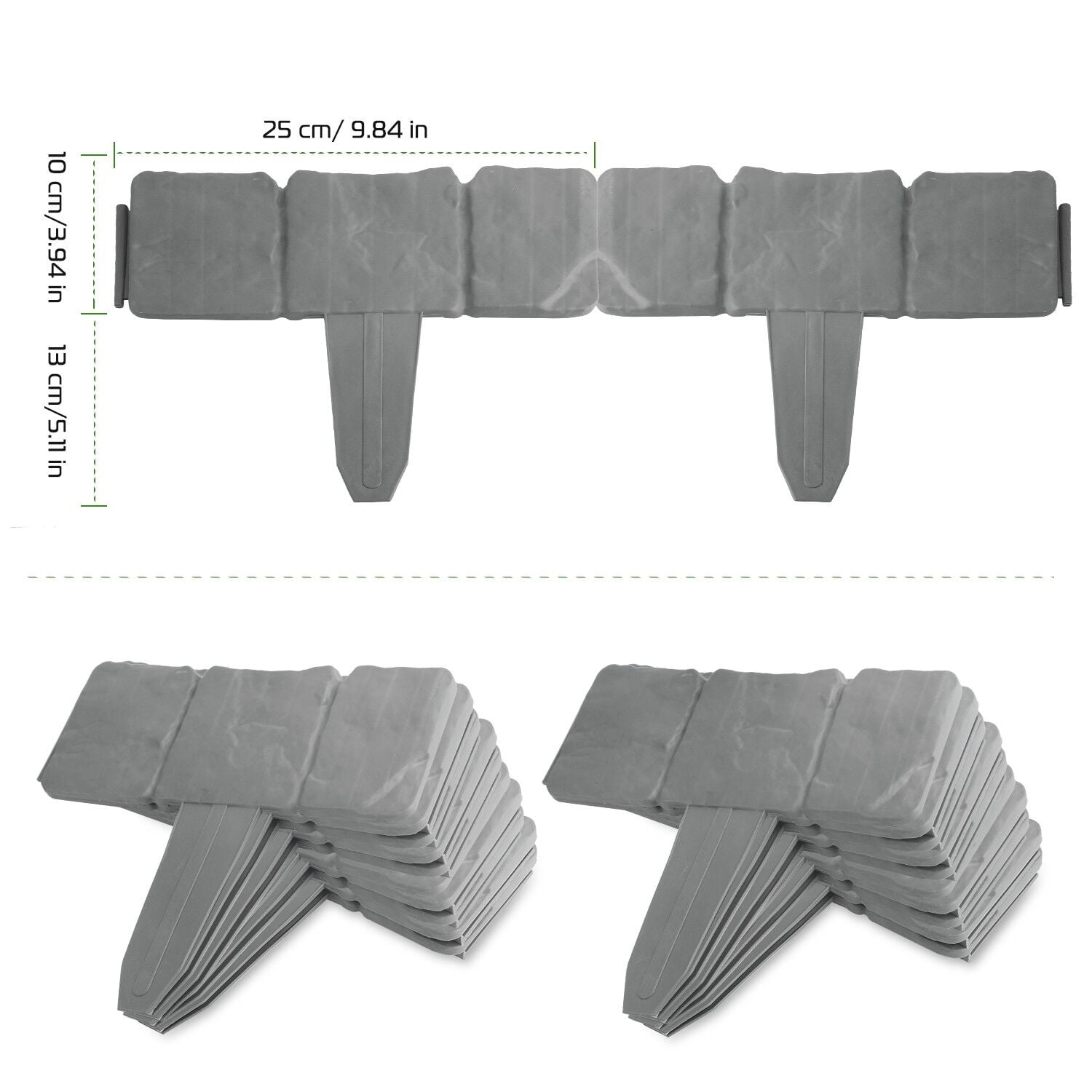 20 pcs Garden Border Edging Gray Stones Effect Fence in Lawn Edging Plant Border Garden Landscape Edging