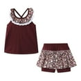 thumbnail image 1 of AAMILIFE Girls Backless Flower Cold Shoulder Tops and Skirted Short Swimwear Set Kids Swimming Suit, 1 of 2
