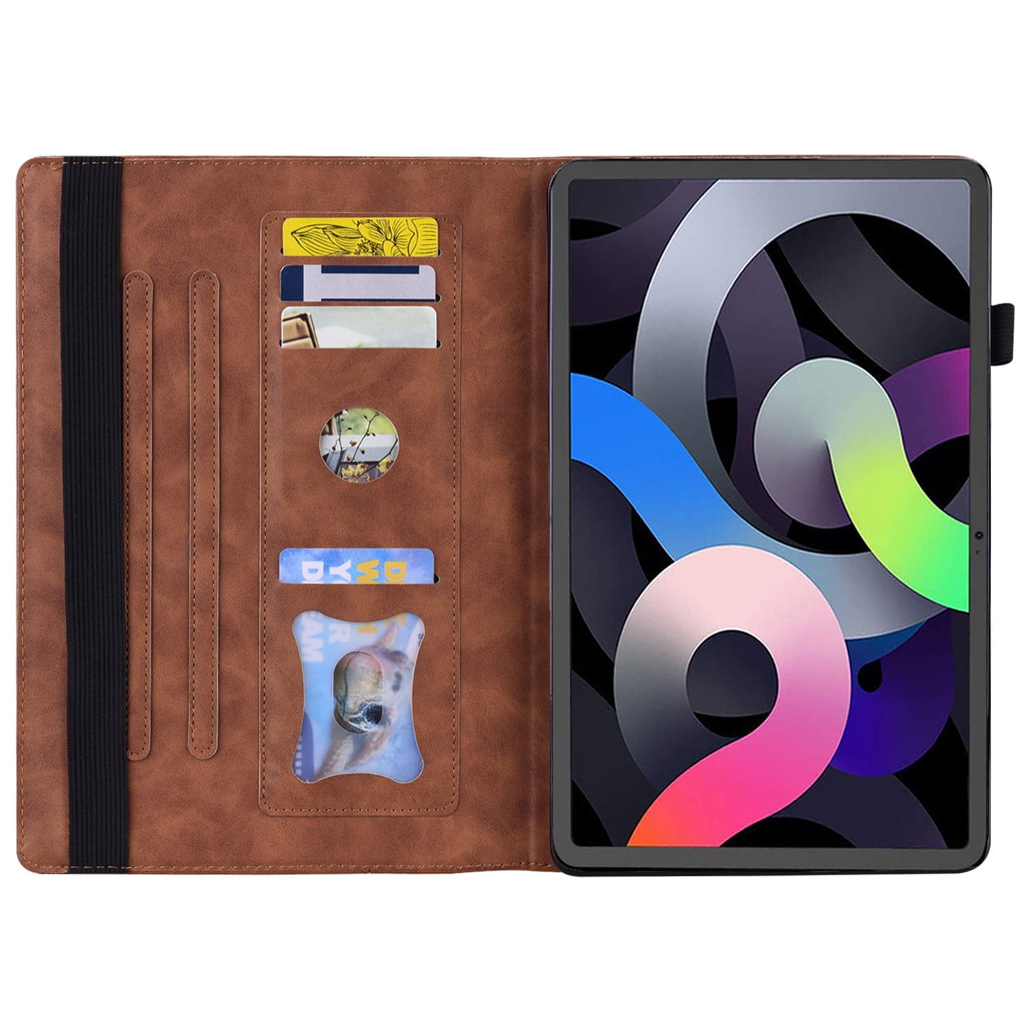 Case for iPad 10th Generation 10.9 Inch 2022, TECH CIRCLE Slim Premium PU Leather Folding Multi-Angle Stand Cover with Front Pocket & Pencil Holder Cover for Apple iPad 10.9 Inch 2022, Brown