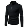 thumbnail image 2 of SWSMCLT Men's Half Zip Fall Thermal High Neck Lined Long Sleeve Sweatshirt Sweater Soft Top Cozy Fitted Zip Pullovers Black 36, 2 of 4
