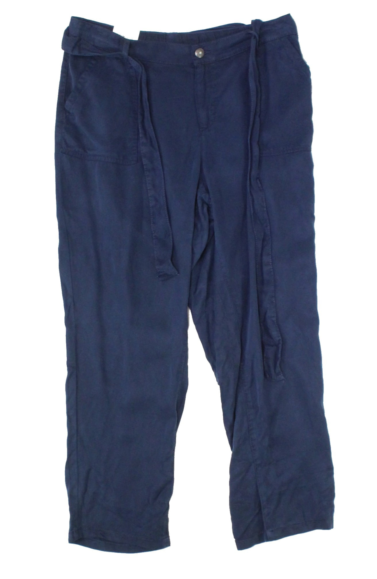 Womens Pants Navy Plus Belted Button-Front Capri 22W - Walmart.com
