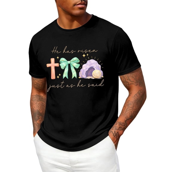 Easter Graphic T Shirts for Men Women Holiday Funny Matching Soft Casual Crew Neck Short Sleeve Tee Black L