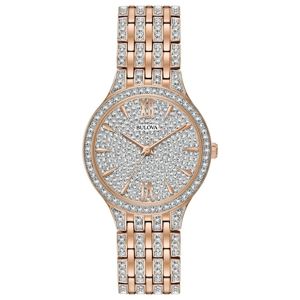 Bulova Women's Swarovski Crystal Watch - Rose Gold-Tone - Bracelet - Pave Dial Bulova Women's Swarovski Crystal Watch - Rose Gold-Tone - Bracelet - Pave Dial