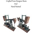 thumbnail image 4 of Urbalabs Oil Derricks Vintage Office Desk Statues Nodding Donkey Pumpjack Oilfield Memorabilia Derrick Small Oil Rig Recycler Sculpture Green, Cream, Teal Pumpjack Oil Rig Presents (Wine Bottle), 4 of 7