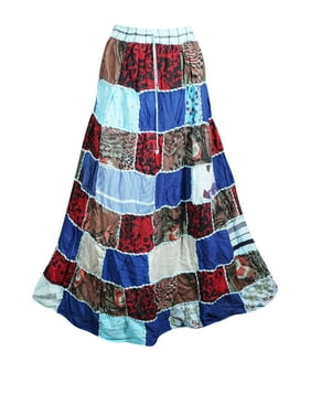 Mogul Bohemian Long Colorful Summer Patchwork Skirts