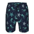 thumbnail image 3 of Pofeuu Ice Blue Starfish and Jellyfish Prin Men's Swim Trunks Quick Dry Bathing Suit Swimming Board Shorts Mesh Lining Beach Swimwear-XX-Large, 3 of 6