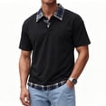 thumbnail image 4 of SAWOBUUN Men's Fake Two-Piece Collared Shirt Short Sleeve Pullover Top Lightweight Breathable Casual Summer Tee, 4 of 7