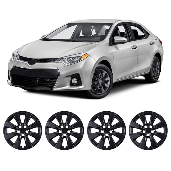 4Pcs Set Hubcap for 2014-2016 Toyota Corolla,16" Wheel Rim Cover Replacement,Compatible with Steel Wheels,Snap on Installation,ABS PC Material,Black Lacquer