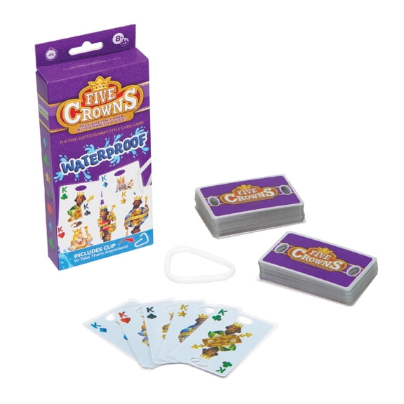 PlayMonster Five Crowns Waterproof Cards Games  Pool, Summer Toys, Pool Games, Family Game Night, The Game isnt Over Until The Kings Go Wild!, 5 Suited Rummy Style Card Game, Ages 8 